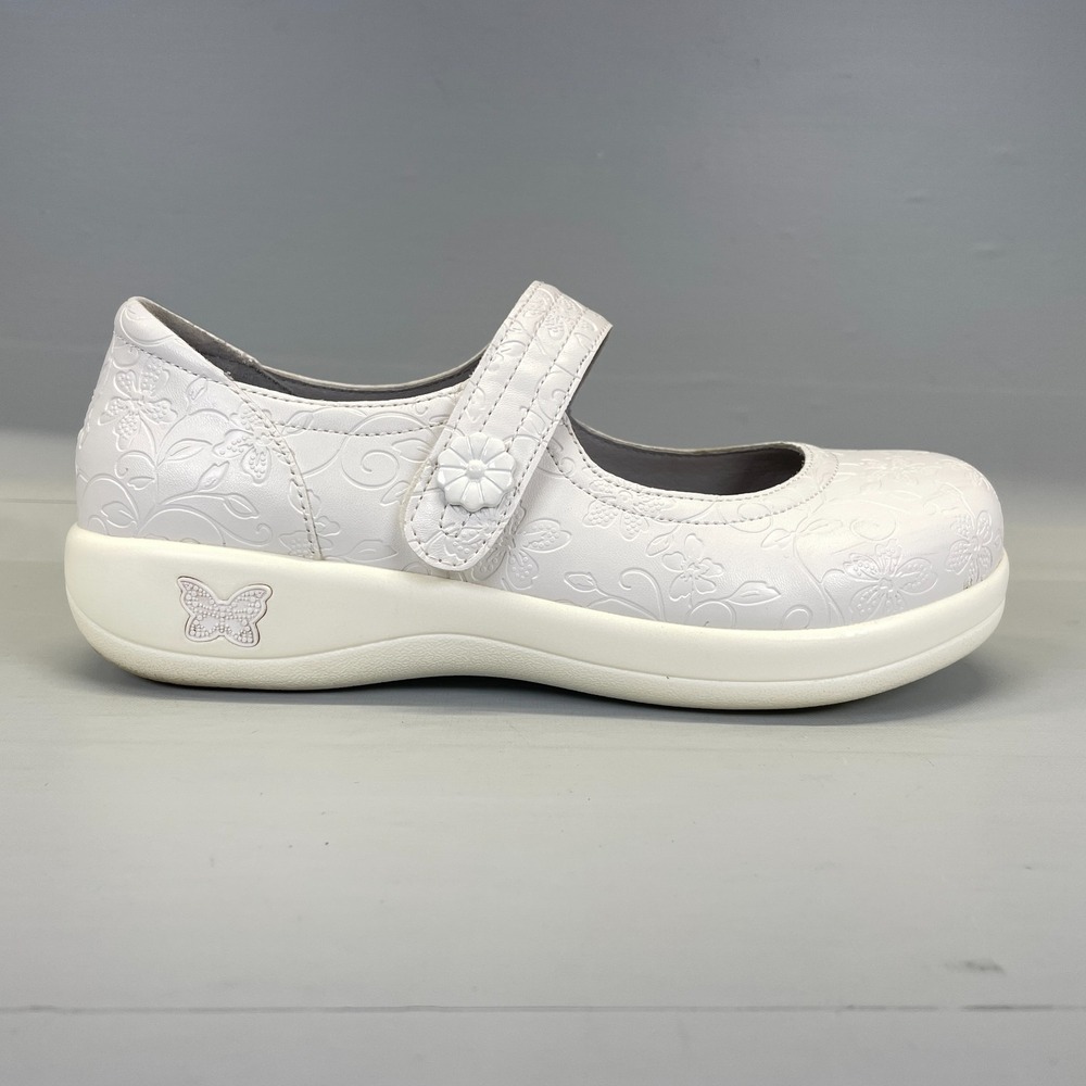 Alegria Kourtney Mary Jane Shoes Womens Size 37 US 7 Wide White Wedge Strap